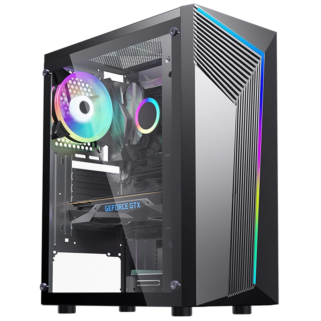 Hot Selling E-ATX MID Tower Gaming PC Computer Case with Glass Side Panel, OEM Argb Panel and Argb Fans