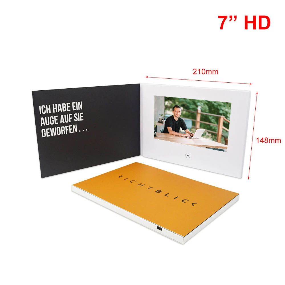 White/Black Softcover 7 Inch LCD Screen Display Digital Video Brochure Card for Enducation