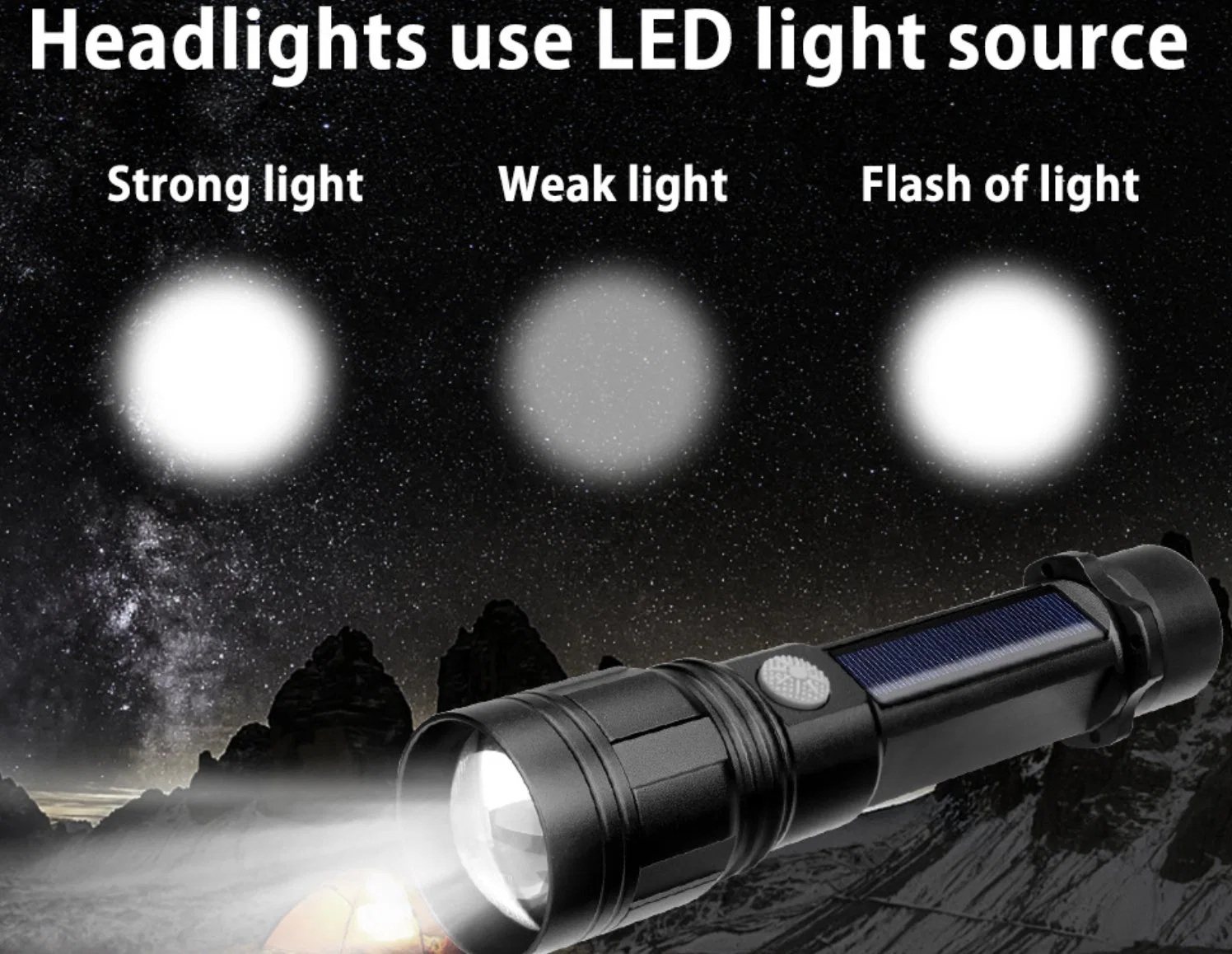 مصابيح كهربائية مع مصباح بوصلة LED، مصباح متعدد الوظائف مع إمكانية ضبط التكبير/التصغير وشاحن USB رائع لانقطاع الطاقة في حالات الطوارئ LED التخييم ضوء وامض