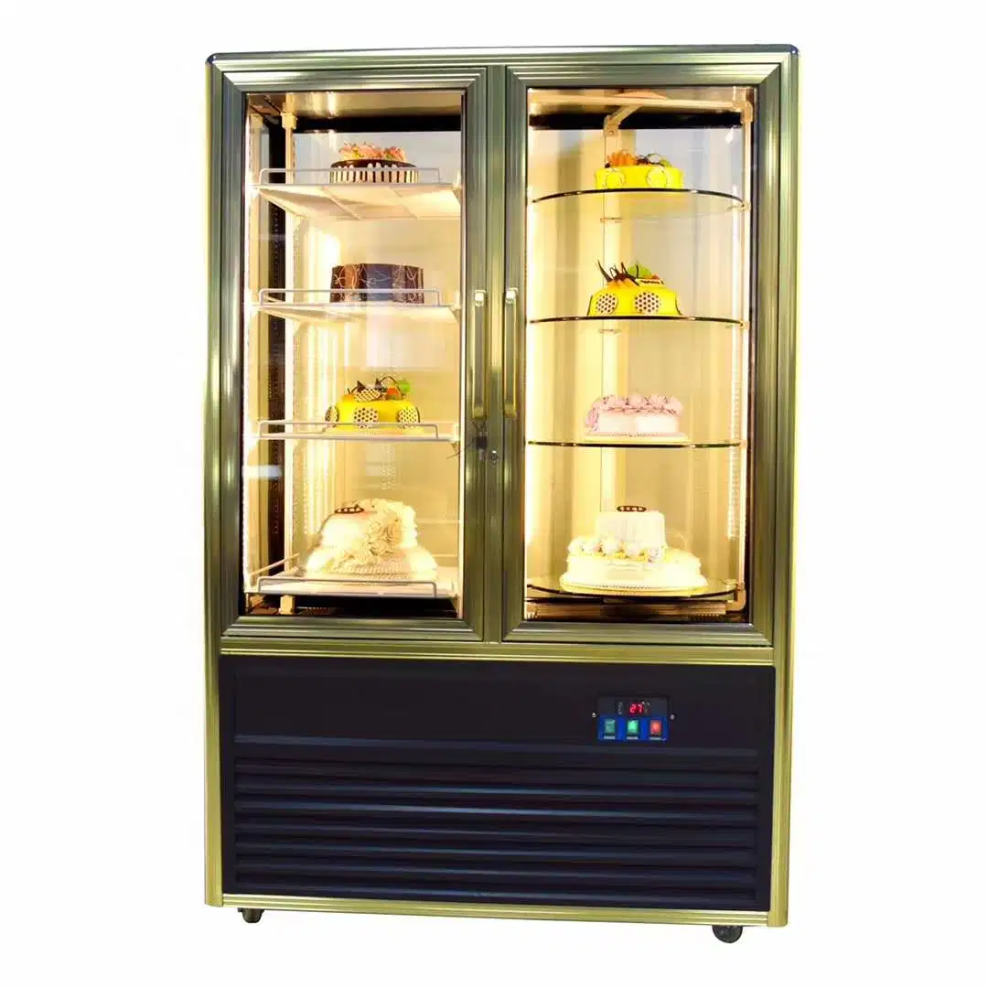 Four-Sides Glasses Vertical Kitchen Display Freezer for Cake Sandwich Pastry