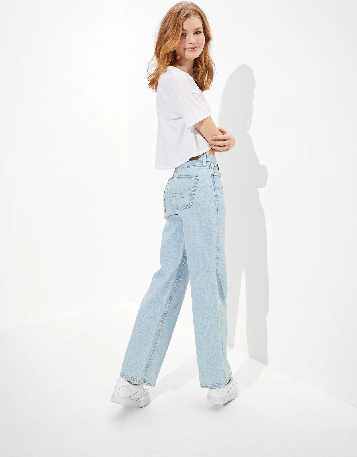 Nueva Tendencia holgados colocar amplia de pierna High-Waisted tramo no para damas estilo Denim Jeans