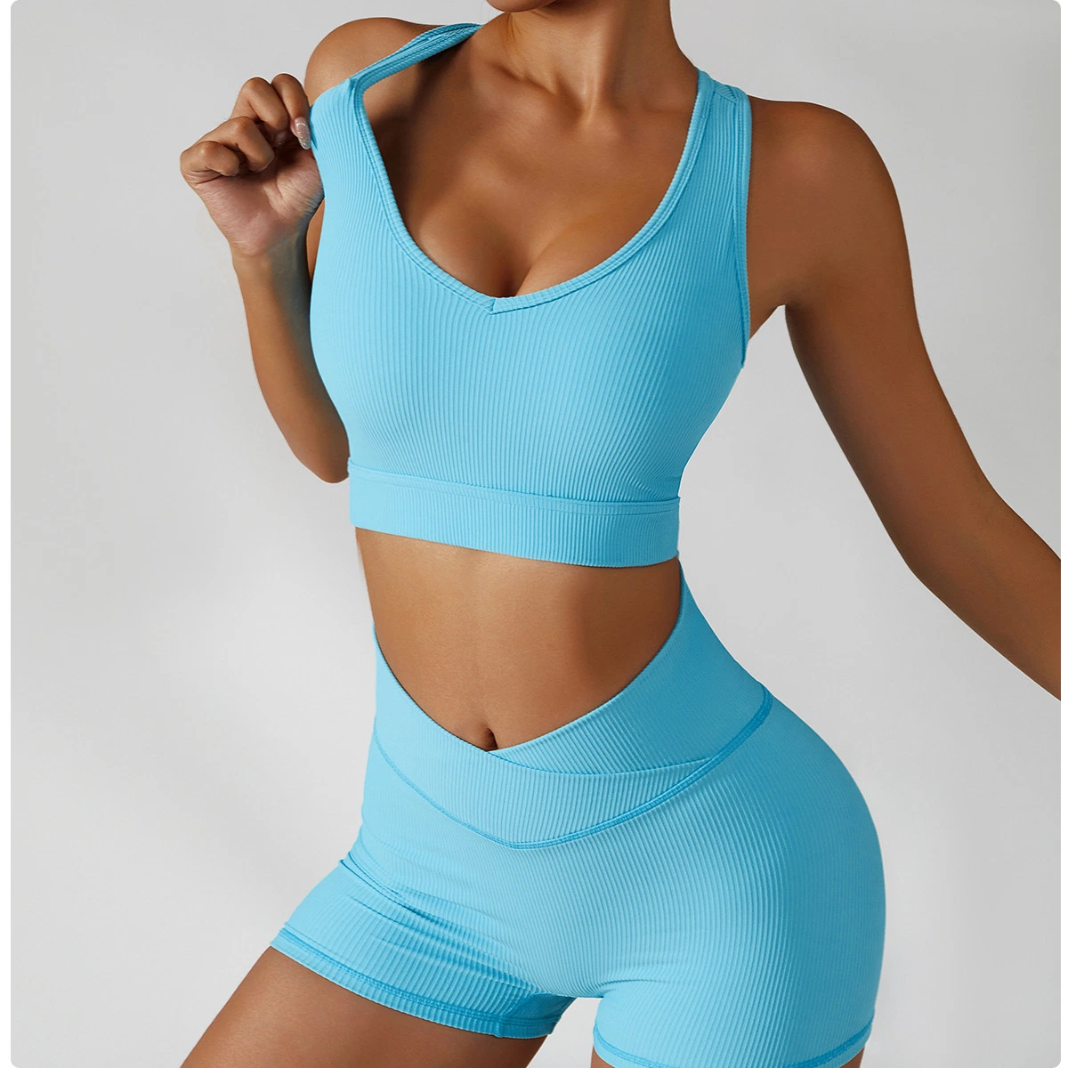 Os PCS de 2 Mulheres Sport Suit Ginástica Sexy Bra Shorts perfeita execução de exercícios de vestuário de desporto de desgaste de ginásio Conjunto Ioga Desgaste de ioga