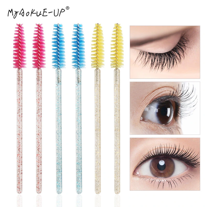 50 PCS Cosmetic Eyelash Brush Crystal Mascara Wands Applicator Diamond Eyelashes Brushes