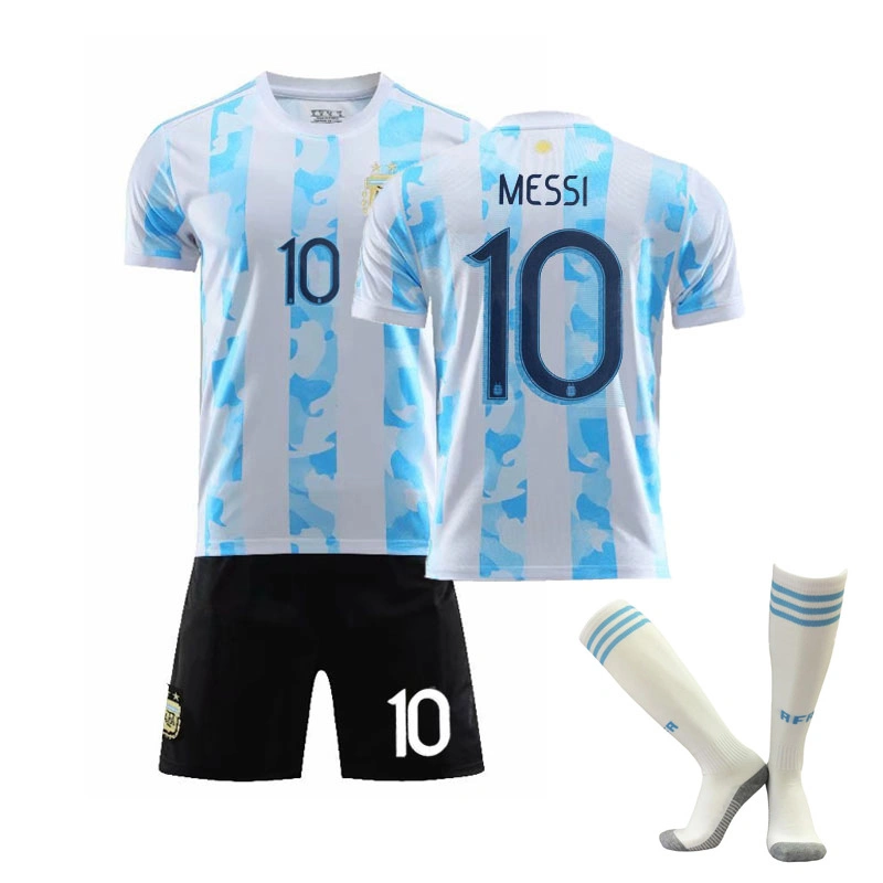 Personaliza la camiseta Nueva Ropa 2020-2021 Ropa Camiseta del equipo de Argentina No. 10 Messi Jersey de fútbol Camiseta de fútbol de local para adultos y niños.