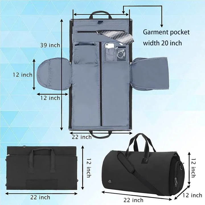 Konvertible Kleidertasche mit Schultergurt Schuhe Fach tragen Reisetaschen 2 in 1 Strument Duffle Bag