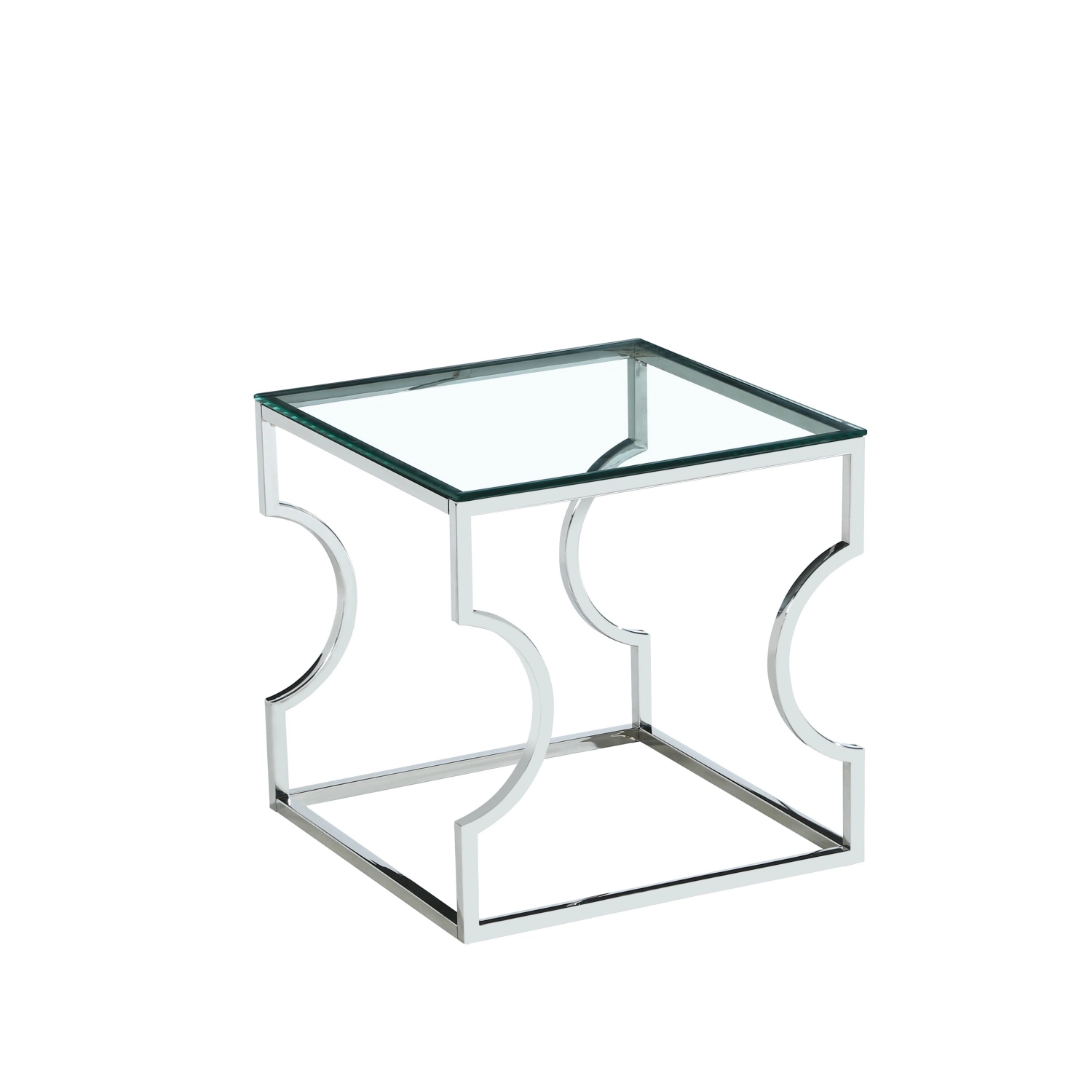 Moderne Edelstahl quadratische Glas Sofa Beistelltische für das Leben Zimmermöbel