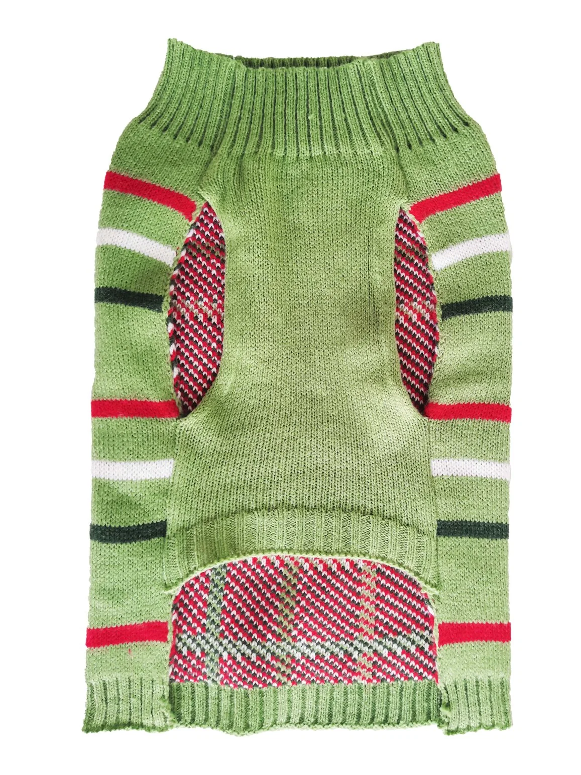 New-Arrival Green Checked Pattern Dog Cosy Knied Switer Pet Apparel