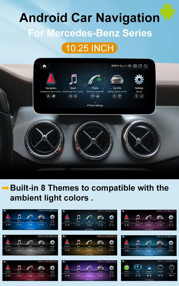 Écran CarPlay sans fil de 10.25 po avec haut-parleurs pour Benz 2015 W212 Audio embarqué multimédia avec affichage pour voiture Android