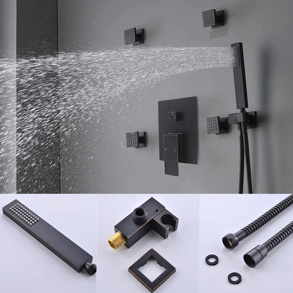 Luxury 16 Inch Ceiling Mount High Pressure Shower Head System with Body Sprays, Modern Matte Black Bathroom Shower Faucet Set