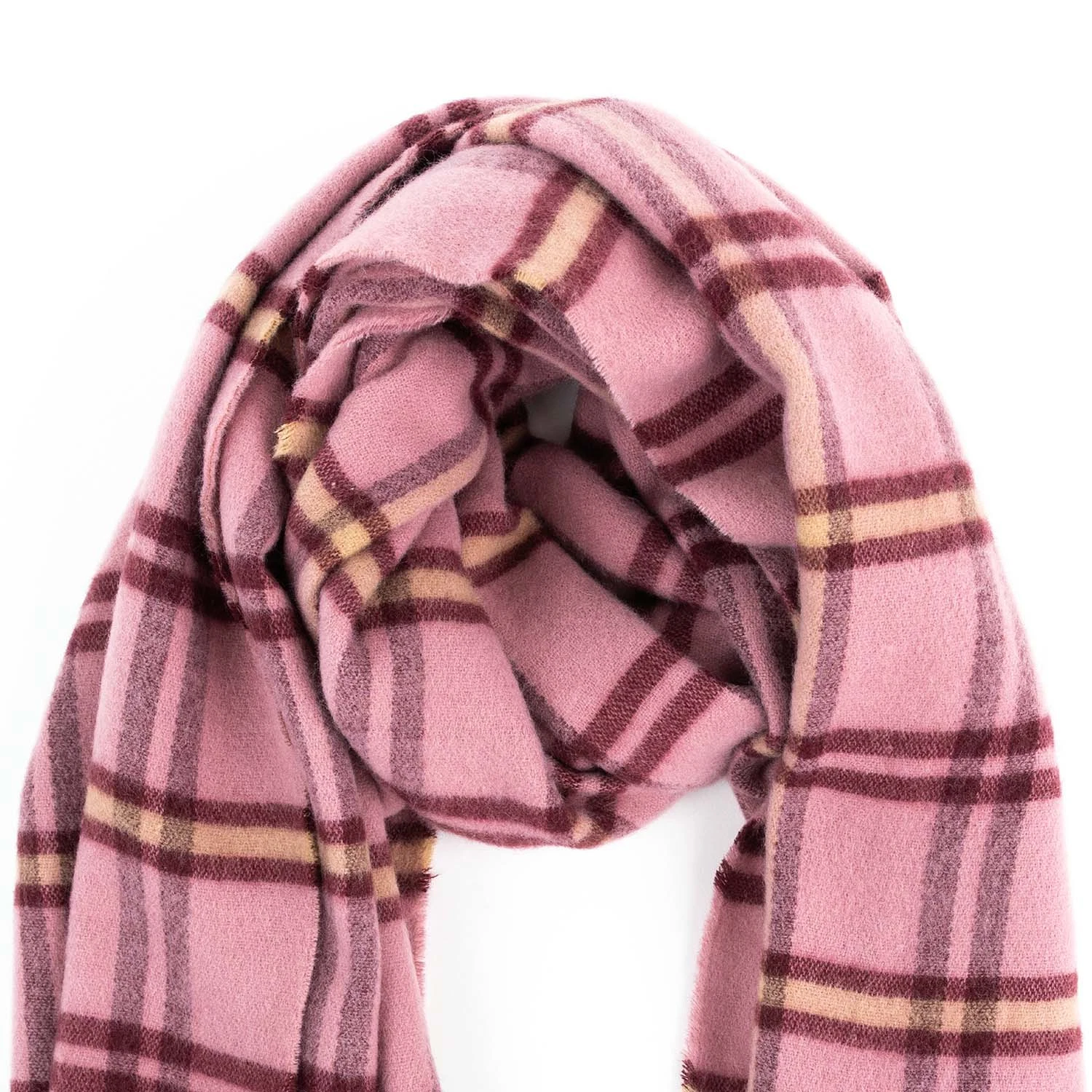 Home Rui Women Men Spring Fall Pink Woven Tassel Plaid Lattice Veronz Super Soft Classic Nova Scottish Large Cozy Oversize Cappa Tippet Turban Textural Scarf