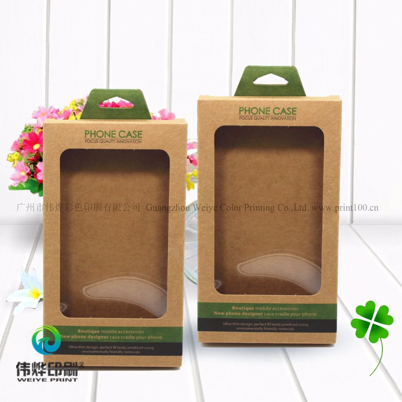 Papel Kraft marrón personalizado Caja de cristal templado con ventana de PVC