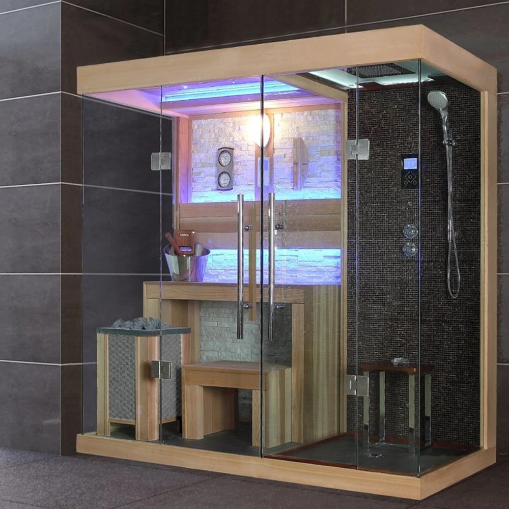 Modern Indoor Bathroom Solid Wooden Steam Cabinet Sauna Room Shower