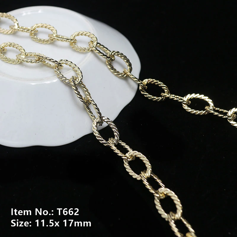 High Quality Gold Color Solid Brass Fashion Handbag Chain Metal Twisted Chain Handle T662