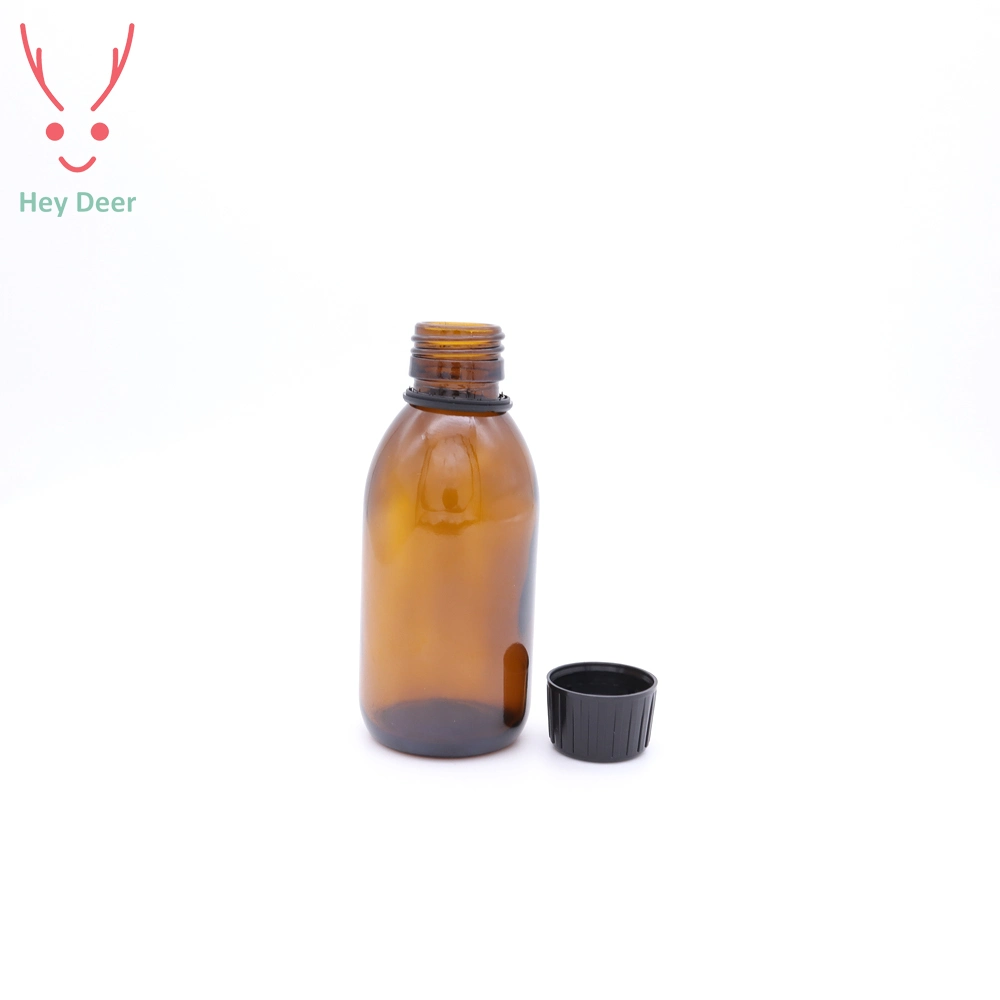 Medical Use Amber Glass Syrup Bottle Liquid Medicine Bottle with Plastic Cap