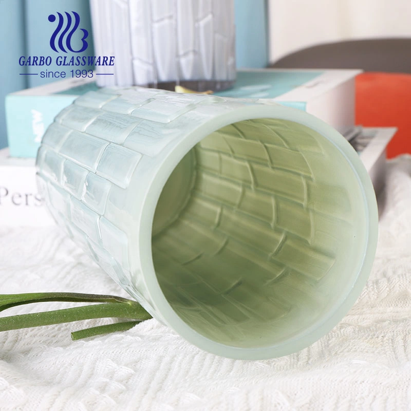 Wholesale/Supplier Handmade Blown Customized Spraying Colored Cylinder Glass Flower Vase Home Decor for Daily Use
