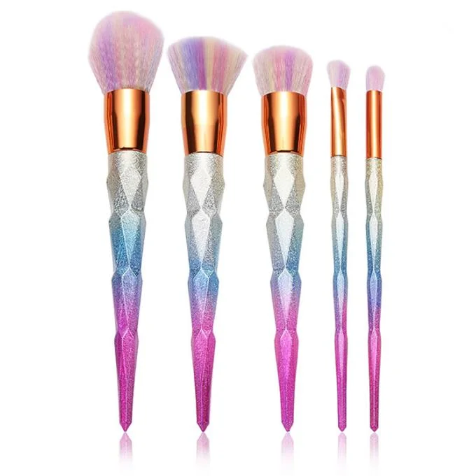 New Arrival 5PCS Makeup Brush Set with Colorful Synthetic Hair Cosmetic Brushes