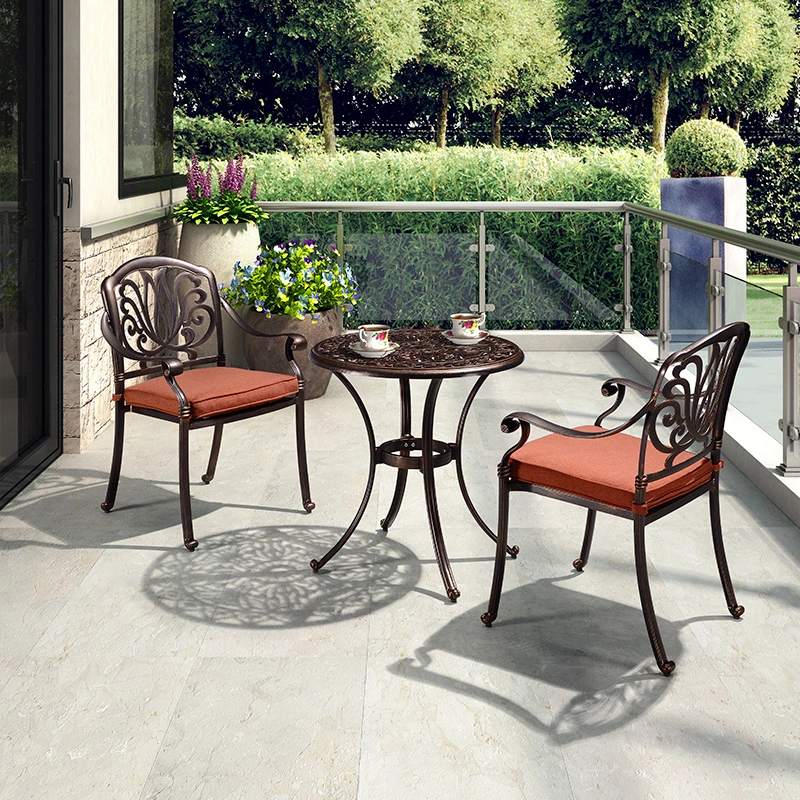 Outdoor and Indoor Aluminum Cast Furniture Sets, Dining Furniture with Round Table for Garden and Kitchen