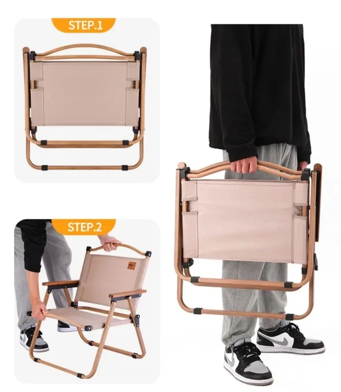 2023 Venta de muebles de exterior caliente Kermit Picnic Camping silla portátil silla plegable de acero de hierro