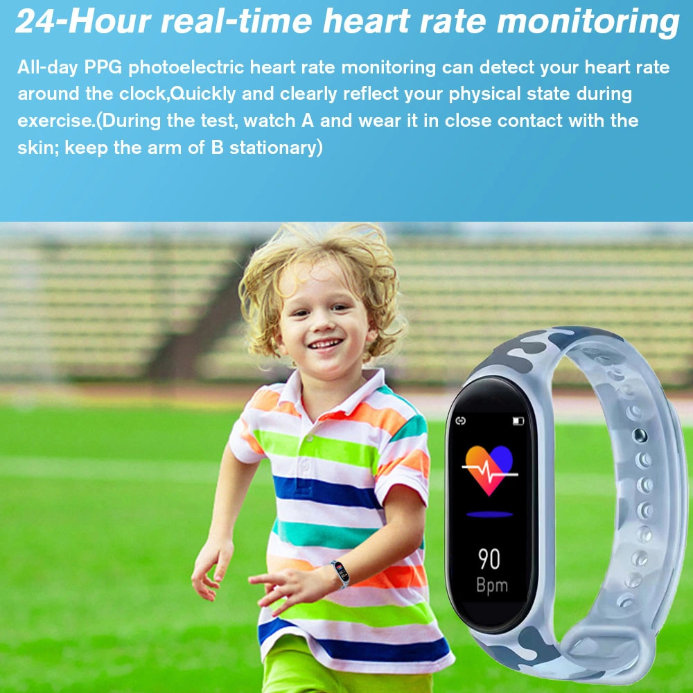 M6 0.96 Inch Color Screen Kids Smart Watch IP68 Waterproof Sports Bracelet with Alarm Function, Hear Rate, Sleeping Monitoring - Blue