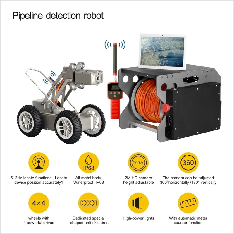 150m 360 Rotate Auto Focusing Sewage Drain Pipe Inspection Crawler PTZ Robot Pipe Inspection Camera