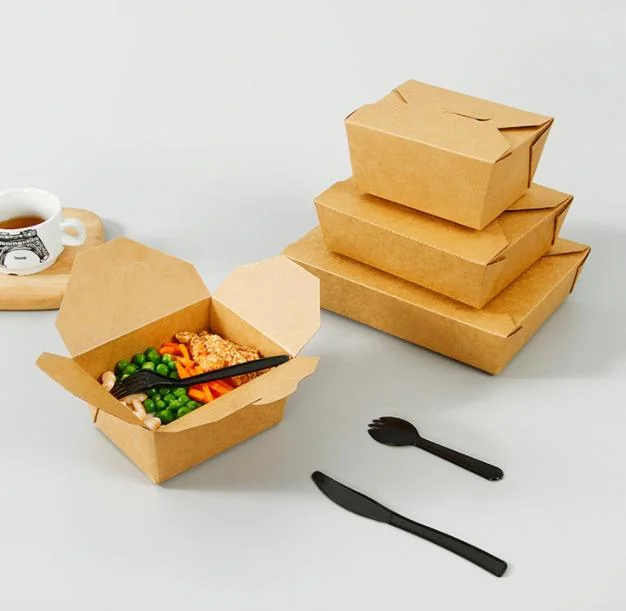 Hiro Biodegradable Lunch Container Food Tray Take out Container Takeway Kraft Paper Food Box