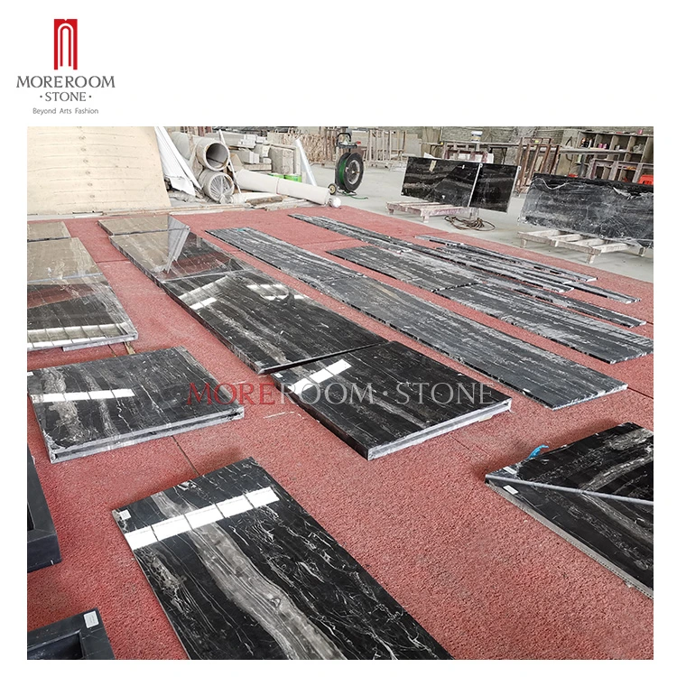 Chinese Building Material Black and Light Grey Marble Flooring Marble Tile