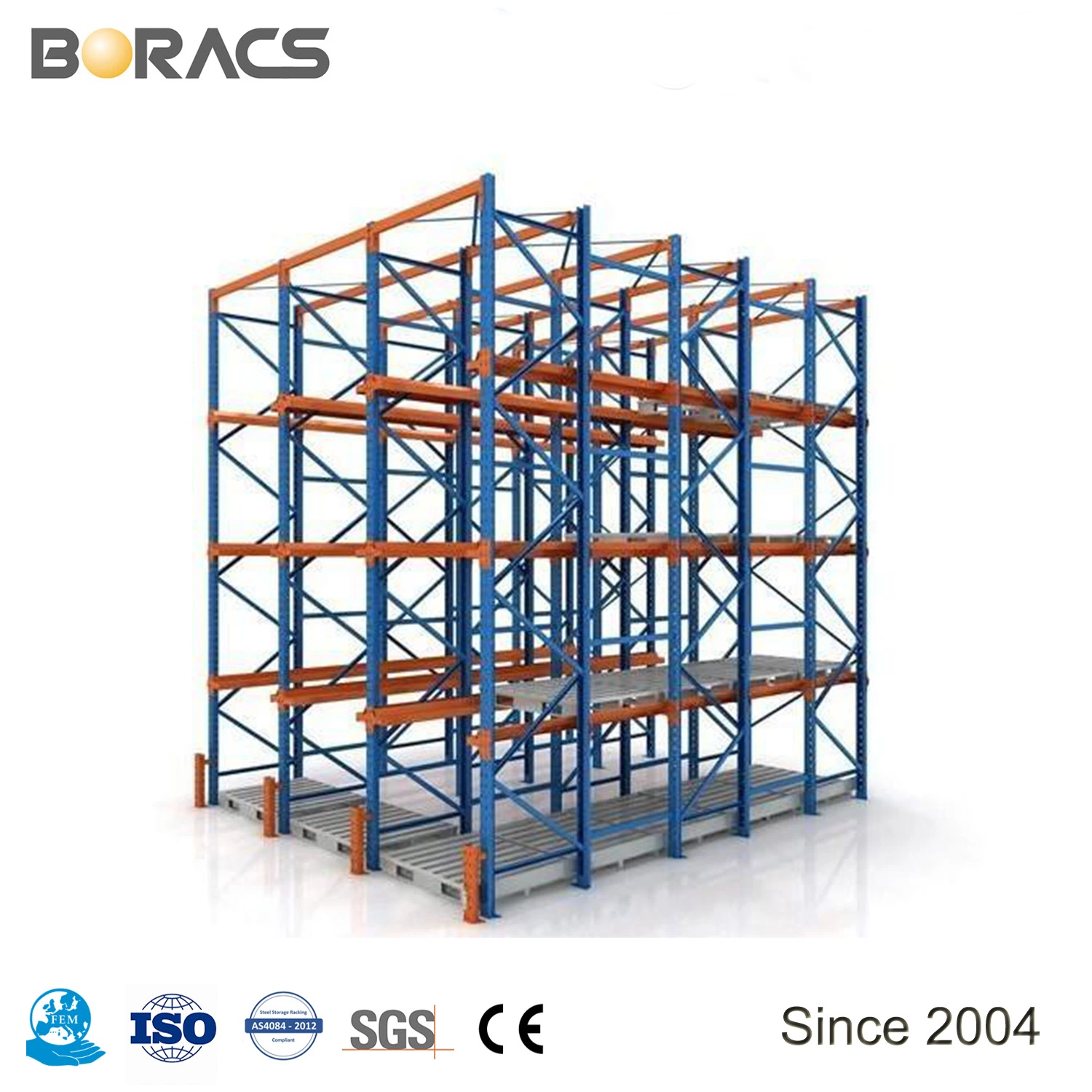 OEM Étagère de stockage d'entrepôt réglable lourde en métal avec racks à palettes à entraînement/étagères à entraînement en acier Filo Racking.