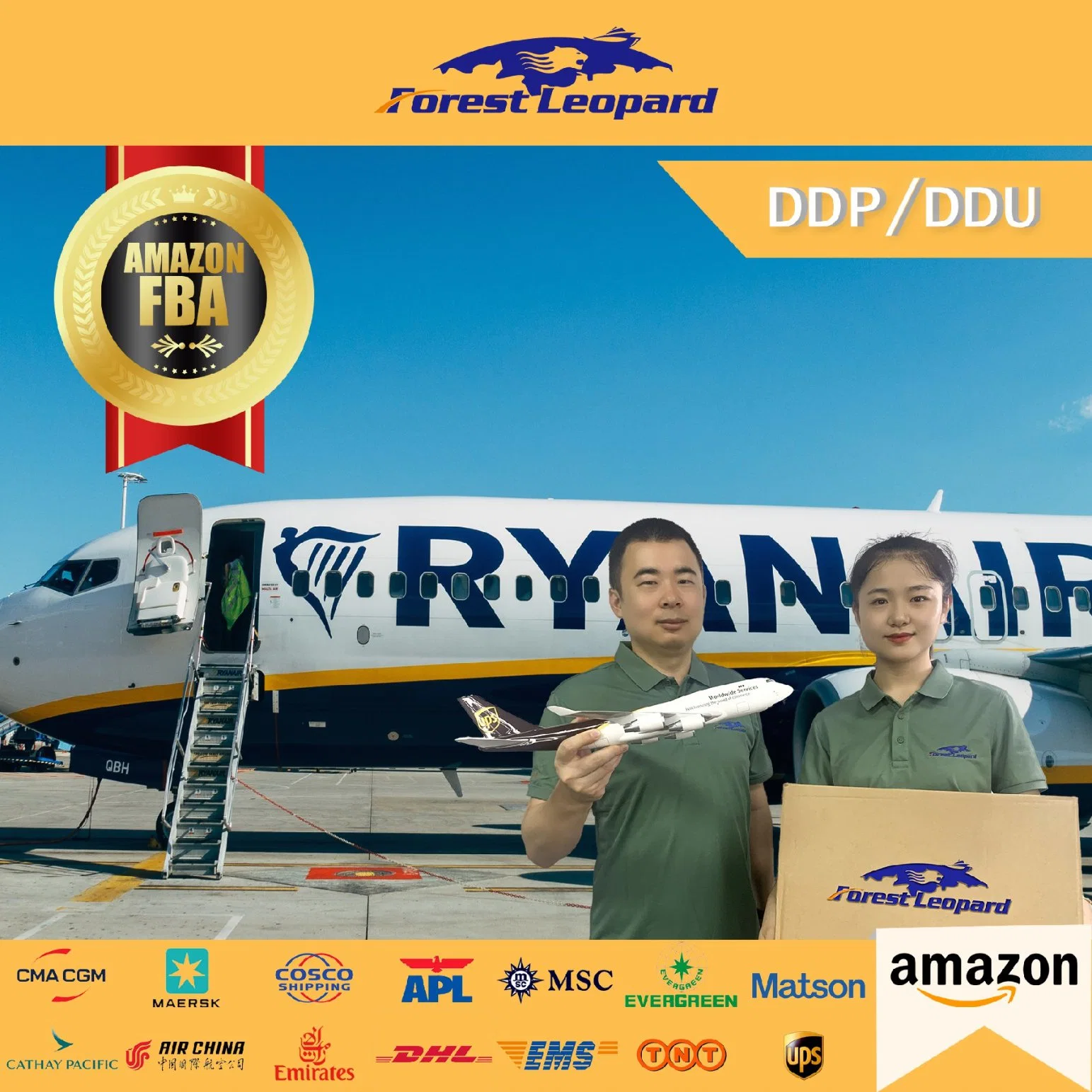 DDU económico servicio de envío aéreo de China en el Reino Unido Amazon Fba bosque del servicio de fletes aéreos logística de leopardo en todo el mundo