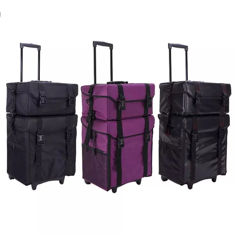 Yaeshii Rolling Trolley 2 in 1 Travel Train Wheels Nylon Cosmetic Bag