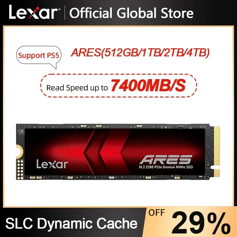 Lexar SSD NVMe m2 1TB M. 2 2280 PCIe 4,0 Festplatte Interner Solid State 7400MB/S für PlayStation 5/Laptop
