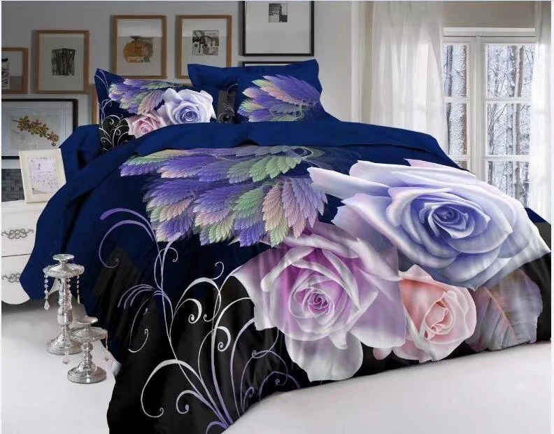 Luxury King Size Microfiber 3D Printed Quilts Bedding Set Home Textile