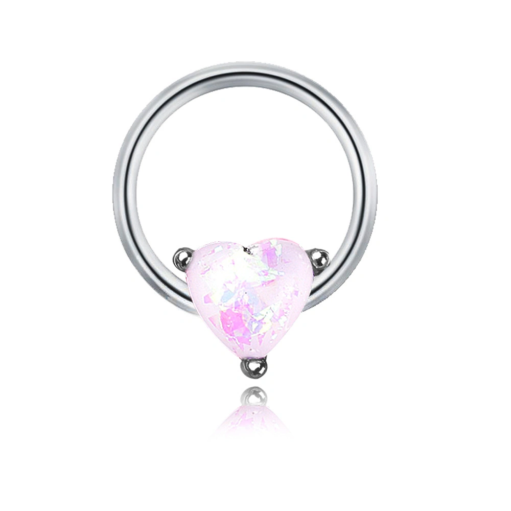 Stainless Steel Pink Gem Piercing Jewelry