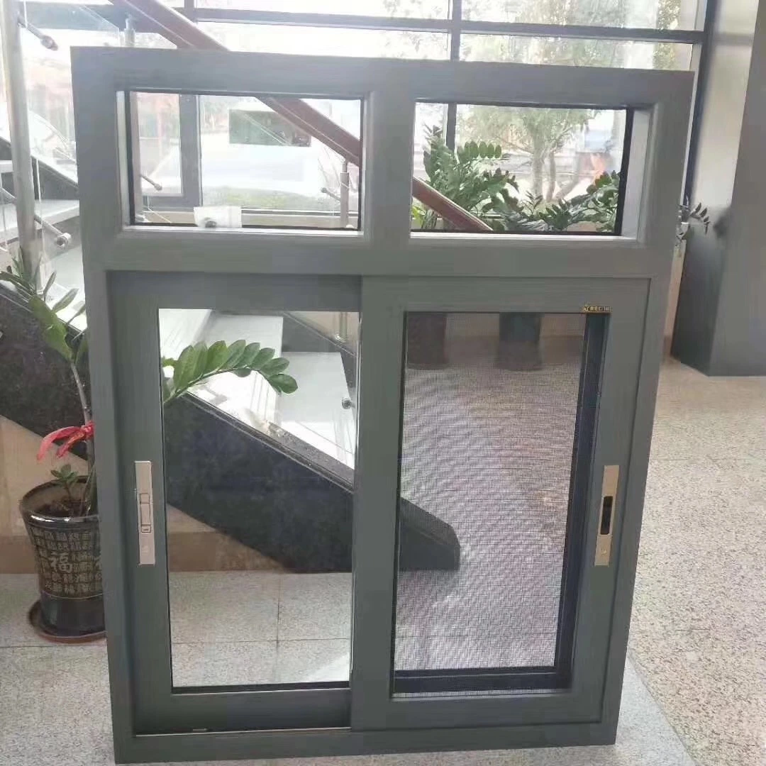 New Design Commercial French Door Window House Used Wooden Thermal Break Aluminium Double Glazed Glass Sliding Windows with Grill and Screen