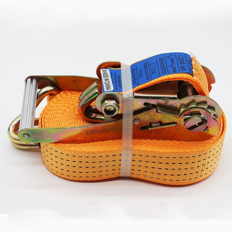 PE Polyester Ratchet Strap 50mm*6m Orange Color Cargo Lashing Belts for 5ton