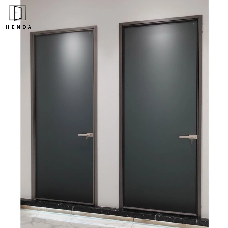 Narrow Frame Aluminium Glass Swing Door Casement/Opening Bathroom Doors with Special Frosted Glazed