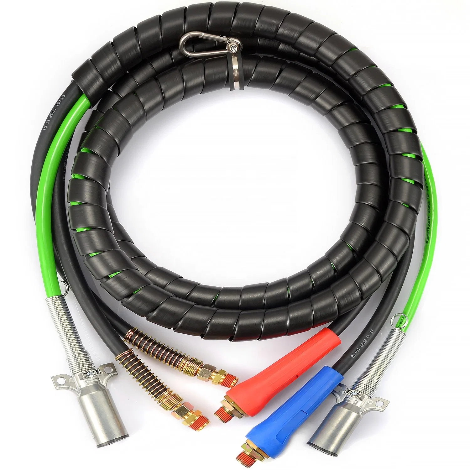 3 in 1 Heavy Duty Electric Cable Wrap Cord ABS Air Line Hose Assembly 7 Way Truck Tractor Trailer Cable