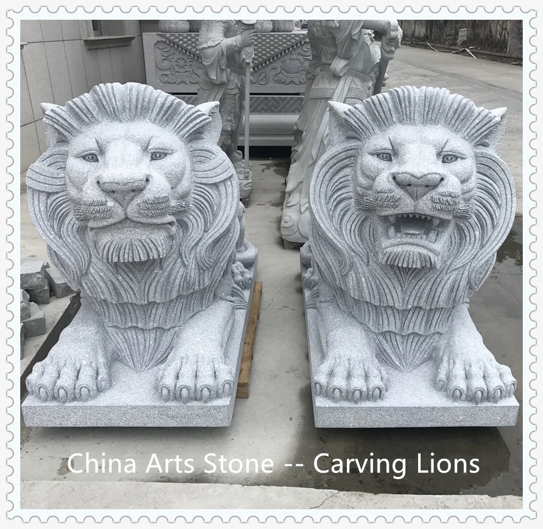 Nature Granite Door Guarding Lions