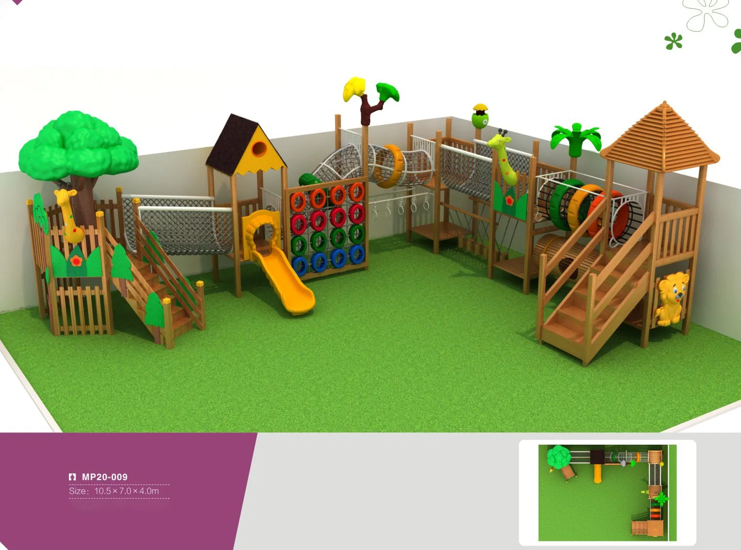 MP20-009 Wooden Playground Kids Wooden Amusement Equipment Outdoor Combination Wooden House