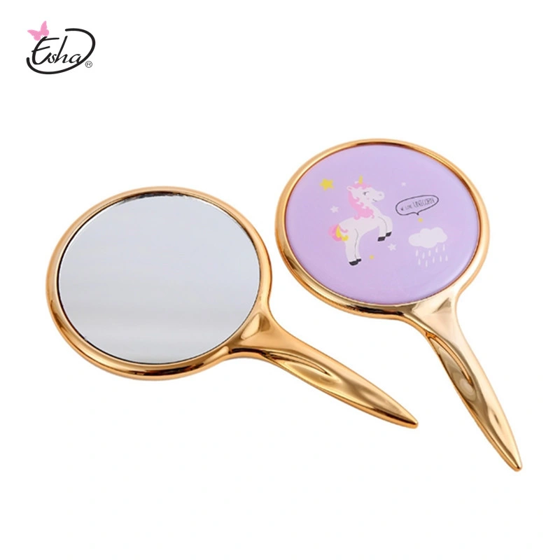 Cute Cartoon Portable Convenient Round Small Handle Unicorn Creative Beast Mirror