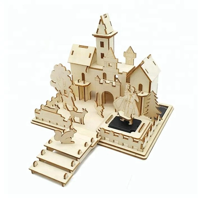 Wooden 3D Puzzle Architectural Model Wooden DIY Villa Stem Toy