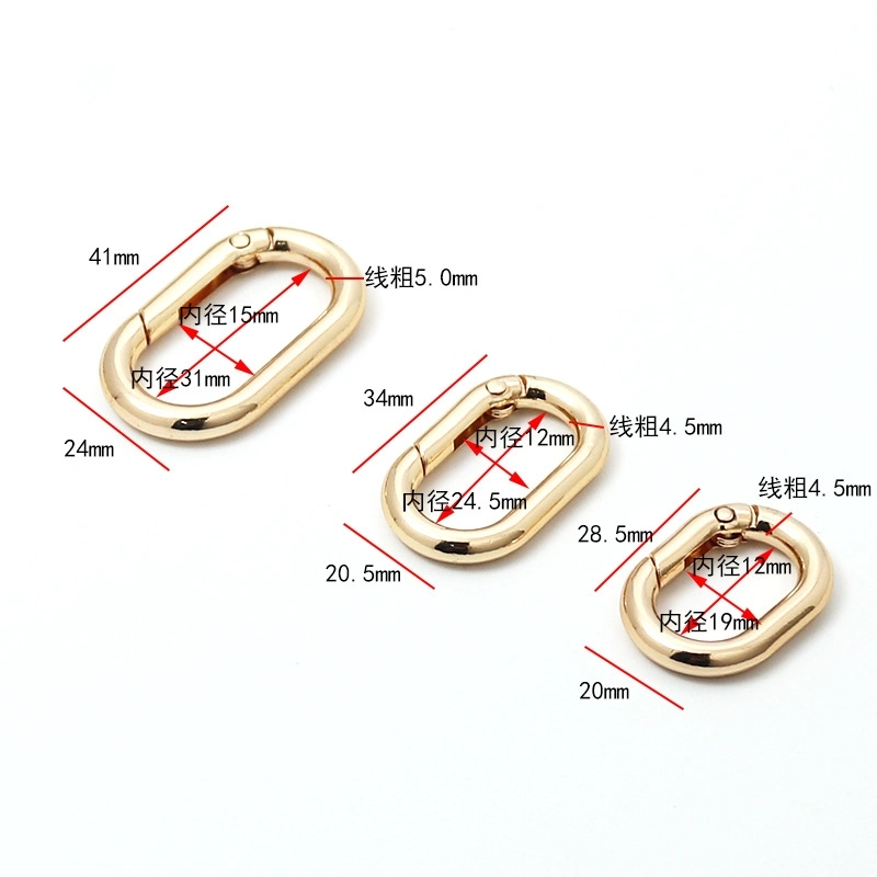 Zinc Alloy Egg Buckle, Oval Dog Buckle, Metal Denier Spring Buckle, Open Spring Ring Bag Button Hardware Accessories