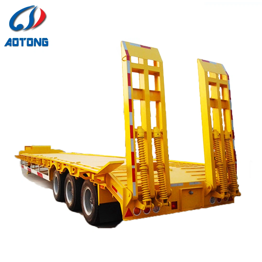 80 Tons Excavator Double Axles Lines Low Bed Trailer for Indonesia