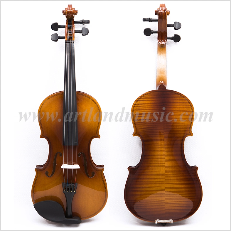 Contrachapado flameado Student Violin conjunto Gloss Brown (GV101F) con estuche Y Violin Cover Bow Rosin