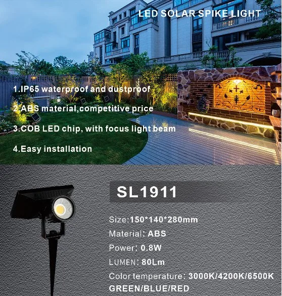 Garten Solar Lights IP65 Wasserdichte Pfad dekorative Bollard Licht Spike Park Road Landscape Lighting 2W