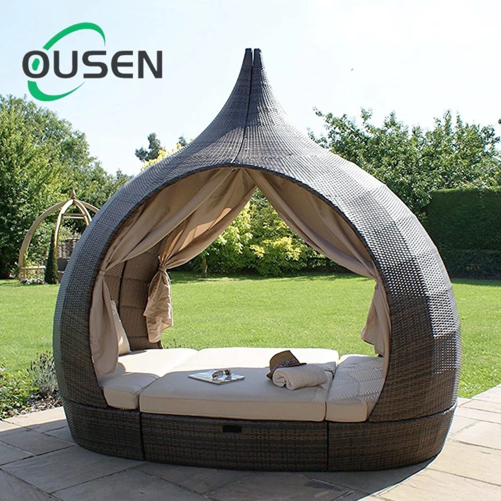 Holiday Hotel Modern Commercial Garden Furniture Rattan Daybed Rattan Wicker Outdoor Furniture Sunbed