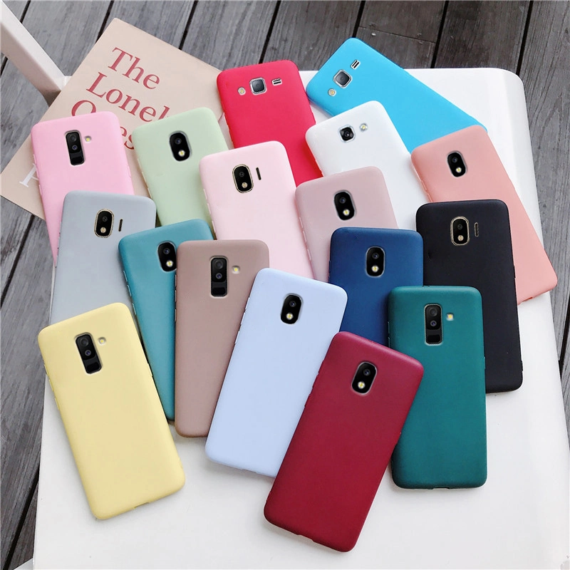 Coque de téléphone en silicone de couleur bonbon pour Samsung Galaxy J7 PRO J5 J3 2017 2016 2015 A6 A8 J8 J6 J4 Plus 2018, couverture en TPU souple mate