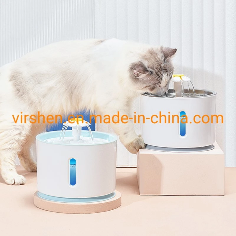 Cat Drinking Fountain Stainless Steel Feeder Filtered 2.4L Flower Automatic Pet Cat Water Fountain Circulating Filter