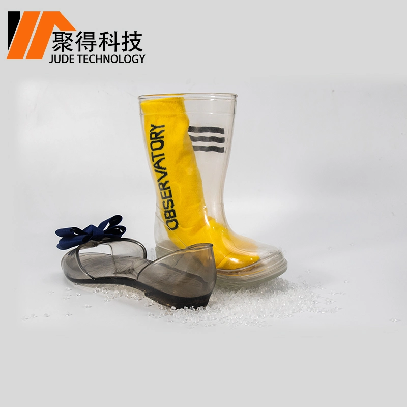 Compuesto de gránulos de PVC flexible transparente transparente ecológico para zapatos Botas de lluvia