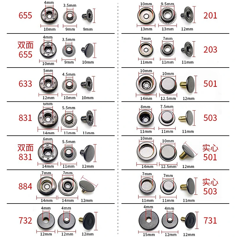 Customize Logo 15mm Metal Snap Button for Garment Accessories