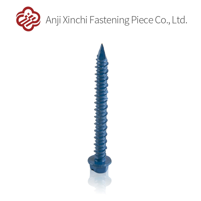 Hexagonal Groove Blue Color High-Low Thread Ruspert Coating Concrete Screws